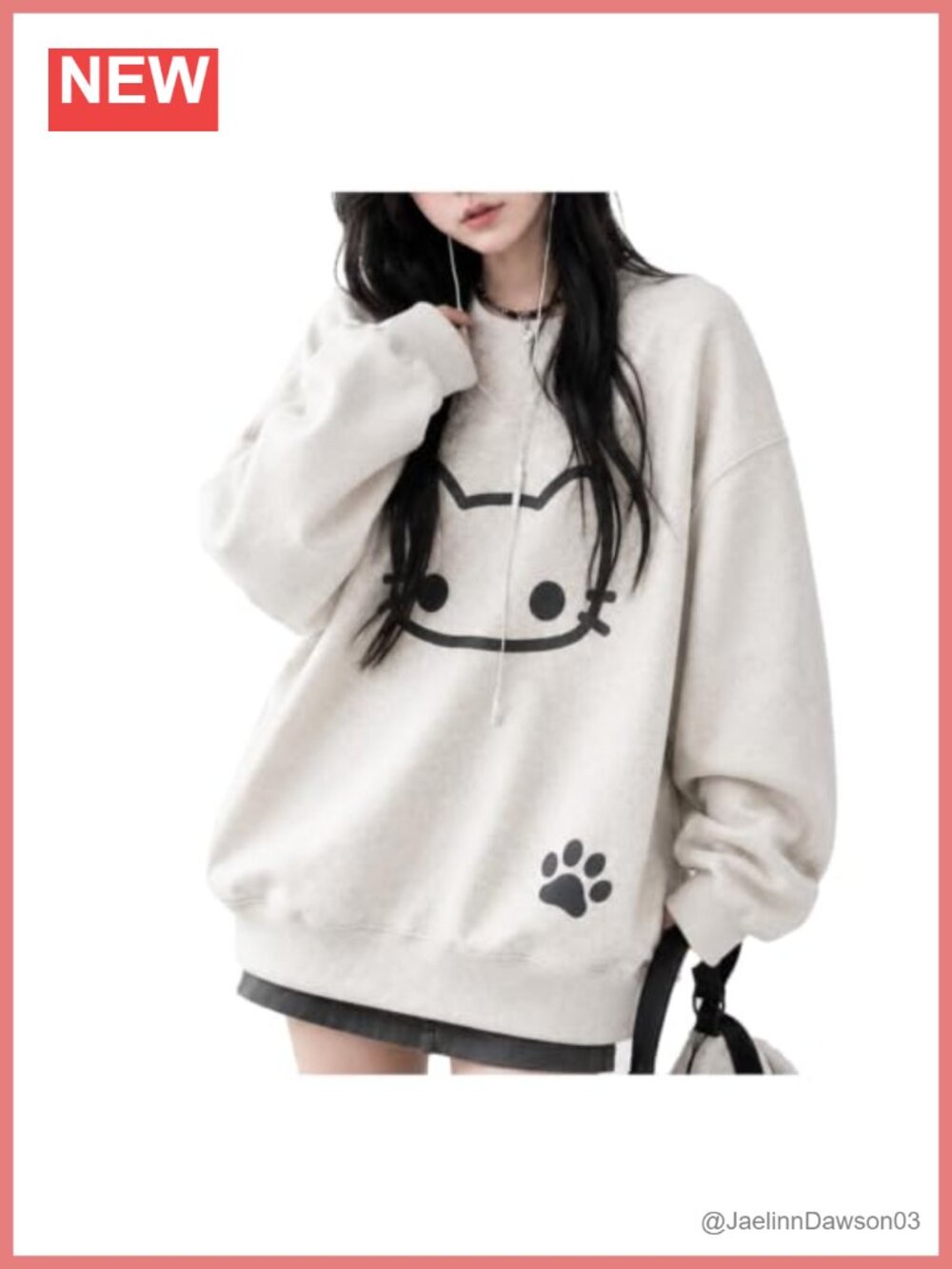 Cat Ear Hood Oversized Zip Sweatshirt Ruffle Harajuku Streetwear